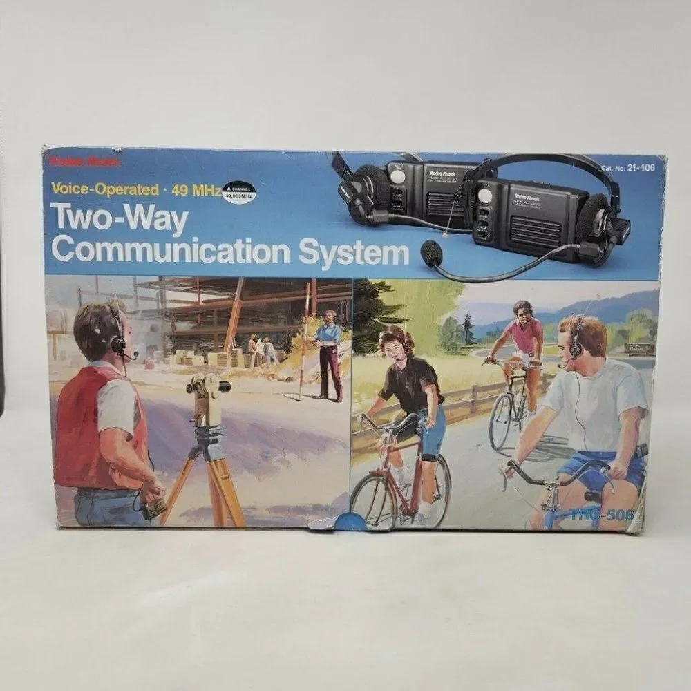 VINTAGE RADIO SHACK HANDS FREE WALKIE TALKIE HEADSET TRC-506 SET OF 2 TESTED - Picture 1 of 9